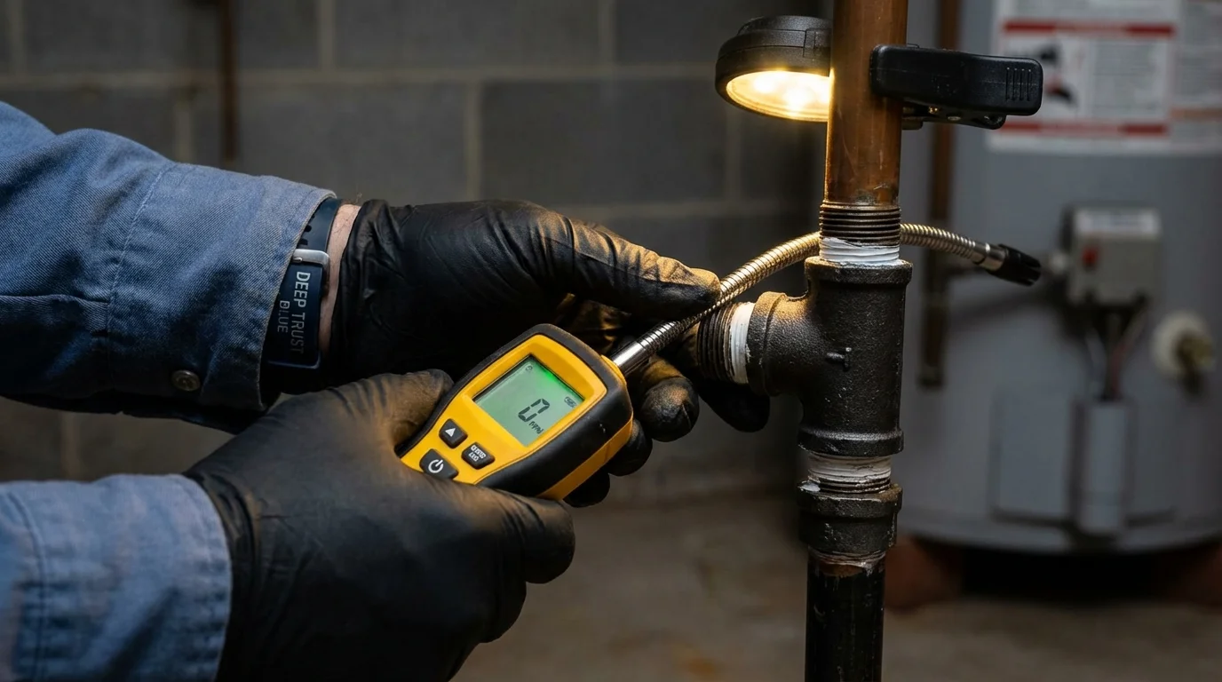 Gas leak detection with electronic sniffer by Johns Plumbing LLC in Hasbrouck Heights
