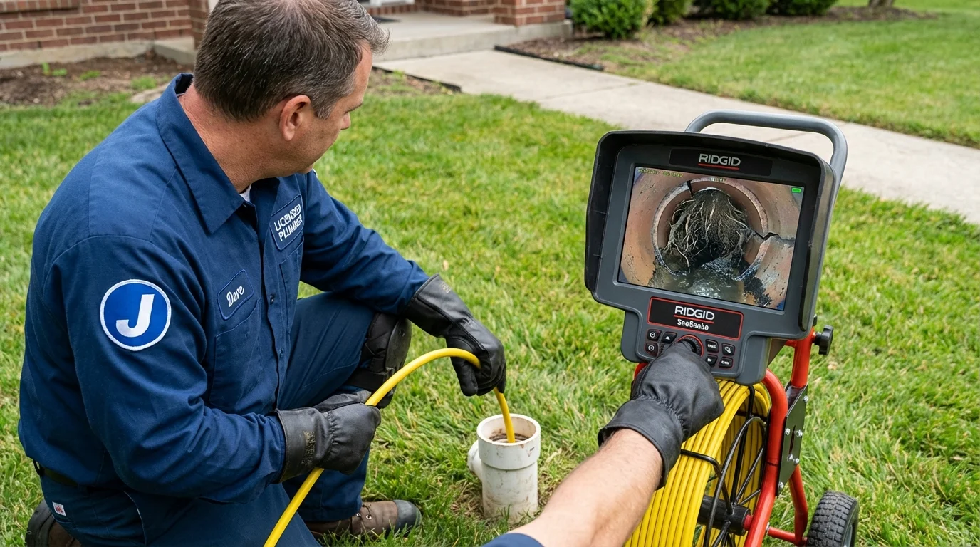Sewer camera inspection being performed by Johns Plumbing LLC in Hasbrouck Heights