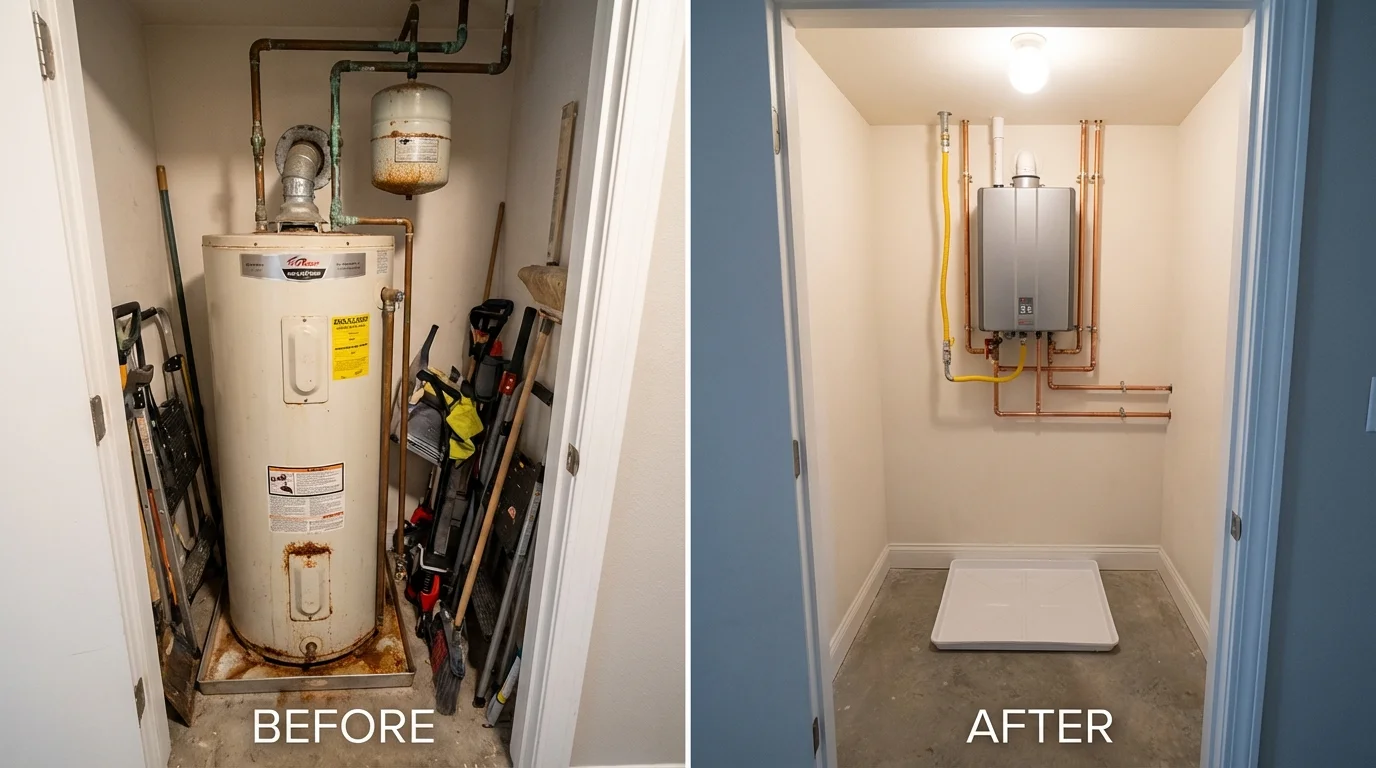 Tank water heater versus wall-mounted tankless unit comparison for Hasbrouck Heights, NJ homeowners